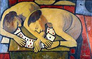 Felice Casorati, Donne chine sulle carte da gioco