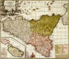 Mappa geografica di tutta l'isola e del Regno di Sicilia