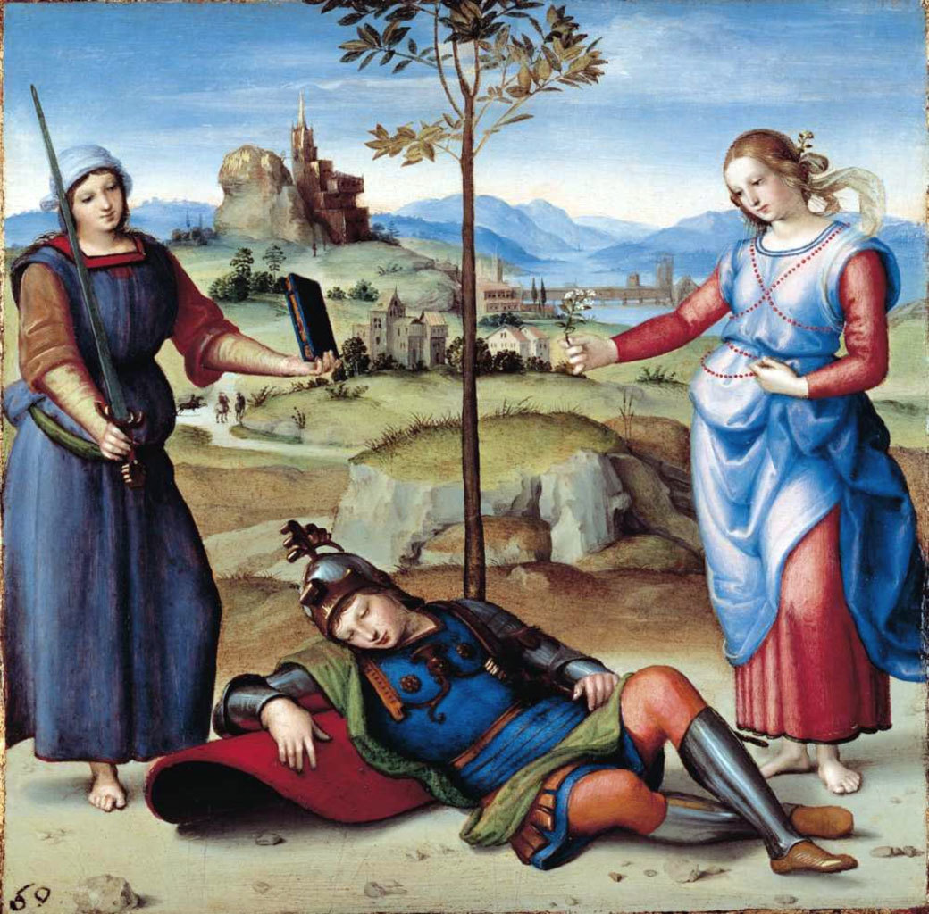 Fig. 2 - Raffaello Sanzio, Tre Grazie, 1504-1505 (?), olio su tavola, 17 x 17 cm., Chantilly, Musée Condé. Immagine a 8 bit per Octave
