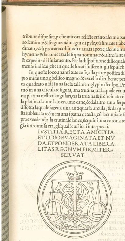 Fig. 4 - Xilografia n. 89 dell'Hypnerotomachia Poliphili, Venezia, Aldo Manuzio Sr., 1499